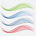 Set of abstract waves. Blue, green and red colorsVector illustration Royalty Free Stock Photo