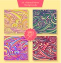Set Abstract waves or circle hair background in different colors