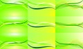 Set abstract waves on green background suitable for template or wallpaper.