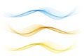 Set of abstract waves. Transparent wavy lines of green, blue, yellow. Design element. Royalty Free Stock Photo