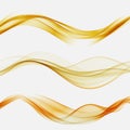 Set of abstract orange waves. Vector wave yellow flow