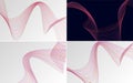 Set of 4 abstract waving line backgrounds for a professional design Royalty Free Stock Photo