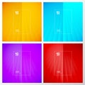 Set of abstract yellow, blue, purple, red striped perspective vertical lines pattern background. Royalty Free Stock Photo