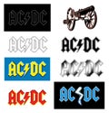 Set of AC/DC band 1980`s era vector logos.