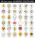 Set of academic disciplines icons