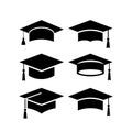 Set of academical hat vector icons Royalty Free Stock Photo