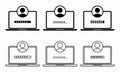 Set of account password security access on laptop icon. Verification code. Private authorization sign