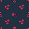 Set Acid rain and Bones and skull on seamless pattern. Vector