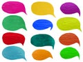 Set of acrylic colorful speech bubbles or conversation clouds