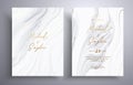 Set of acrylic wedding invitations with stone pattern. Agate vector cards with marble effect and swirling paints, gray Royalty Free Stock Photo