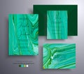 Set of acrylic wedding invitations with stone pattern. Agate vector cards with marble effect and swirling paints, green Royalty Free Stock Photo