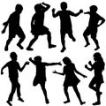 Set of active children silhouettes Royalty Free Stock Photo