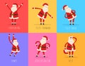 Set of Active Santa Fitnes on Color Background Royalty Free Stock Photo