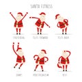 Set of Active Santa Fitness on white Background