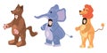 Set Actors in animal Wolf, Elephant, Lion costume. Theme party, Birthday kid, children animator, entertainer wearing