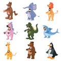 Set Actors in animal Wolf, Unicorn, Bear, Elepfant, Lion, Shark, Giraffe, Penguin, Dinosaur costume. Theme party