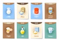 Set of AD-cards -banners, tags, package- with cartoon baking ingredients