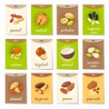 Set of AD-cards, banners, tags, package with cartoon nuts