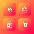 Set Add to Shopping cart, bag with Sale, Market store and Remove shopping icon. Vector Royalty Free Stock Photo