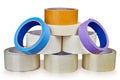 Set of adhesive tape is stacked in form of pyramid. Royalty Free Stock Photo