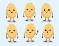 Set of adorable kawaii potato character illustration