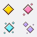 Set of adorable stars sparkle pixel art