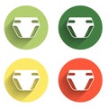 Set Adult diaper icon isolated with long shadow background. Color circle button. Vector Royalty Free Stock Photo