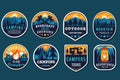 Set of adventure outdoor concept badges, summer camping emblem, mountain themed logos Royalty Free Stock Photo