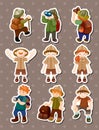 Set of Adventurer people stickers