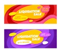 Set Advertising Banners with Liquidation Sale Typography. Abstract Wavy Background, Social Media Promo Branding