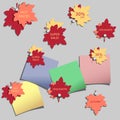 Set of advertising stickers with autumn leaves