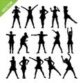 Aerobic dance silhouettes vector