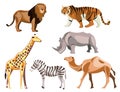 Set of africa animals on white background. Royalty Free Stock Photo