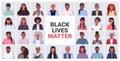 Set african american people avatars black lives matter awareness campaign against racial discrimination