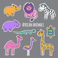 Set African animals Royalty Free Stock Photo