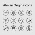 Set of African contour icons used for social media, shops, web sites Royalty Free Stock Photo