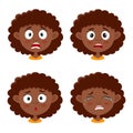 Set of african girl scared face expression isolated on white Royalty Free Stock Photo