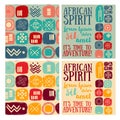 Set of `african spirit` banners and ethnic seamless patterns
