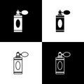 Set Aftershave bottle with atomizer icon isolated on black and white background. Cologne spray icon. Male perfume bottle Royalty Free Stock Photo