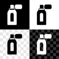 Set Aftershave bottle with atomizer icon isolated on black and white, transparent background. Cologne spray icon. Male Royalty Free Stock Photo