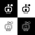 Set Aftershave icon isolated on black and white background. Cologne spray icon. Male perfume bottle. Vector Royalty Free Stock Photo