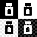 Set Aftershave icon isolated on black and white, transparent background. Cologne spray icon. Male perfume bottle. Vector Royalty Free Stock Photo