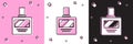 Set Aftershave icon isolated on pink and white, black background. Cologne spray icon. Male perfume bottle. Vector Royalty Free Stock Photo