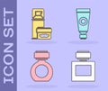 Set Aftershave, Shaving gel foam, Aftershave and Cream or lotion cosmetic tube icon. Vector
