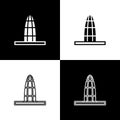 Set Agbar tower icon isolated on black and white background. Barcelona, Spain. Vector