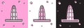Set Agbar tower icon isolated on pink and white, black background. Barcelona, Spain. Vector
