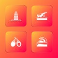 Set Agbar tower, Spanish jamon, Castanets and Concert hall de Tenerife icon. Vector