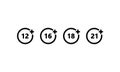 Set of age restriction icons. Age limit concept. Vector on isolated white background. EPS 10 Royalty Free Stock Photo