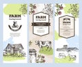 Set of agricultural banners. Agricultural backgrounds. Vintage illustrations. Sketch graphics.