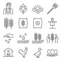 Set of Agriculture and Farming Line Icons